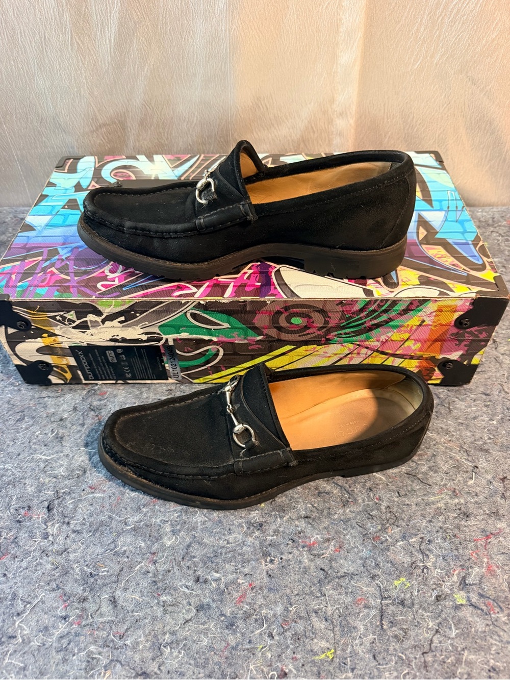 Gucci Black Suede Horsebit Loafers Size 8 Made in Italy 110765 - Picture 6 of 9